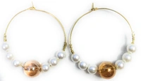NIBRAS Gold Pearl Hoop Earrings - B09JN3YT6F, 6 gm, 4.5cm x 4cm x 1cm